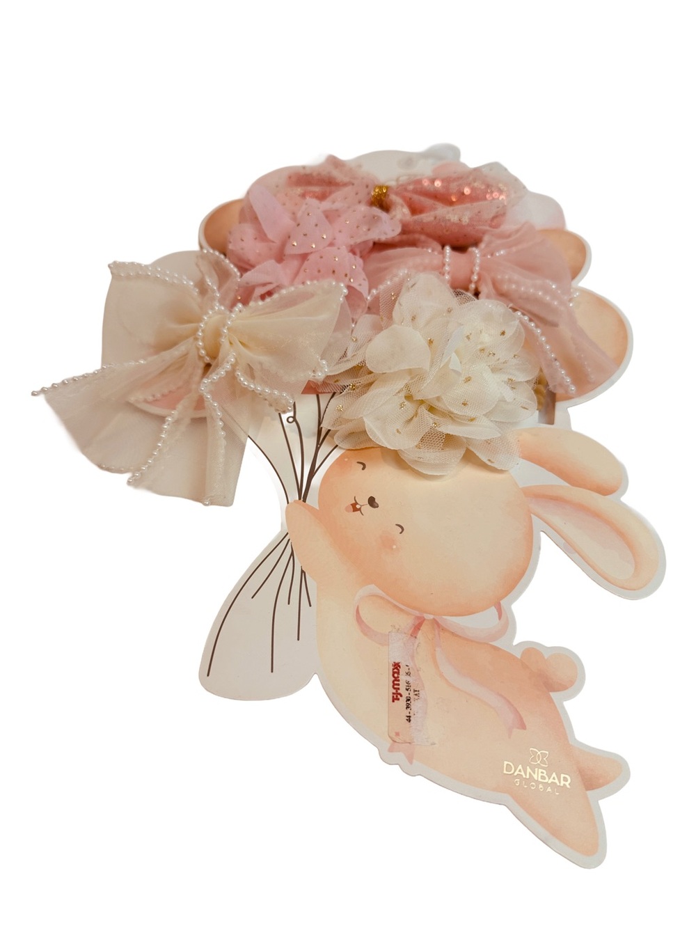 NWT Danbar Pink & Cream Floral & Bow Headbands 5 headbands